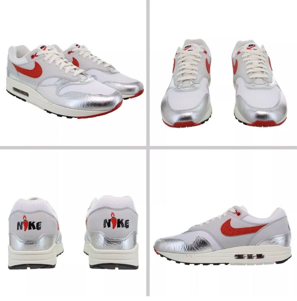 Nike Air Max 1 Premium SE Hot Sauce Mens Metallic Silver HF7746 100